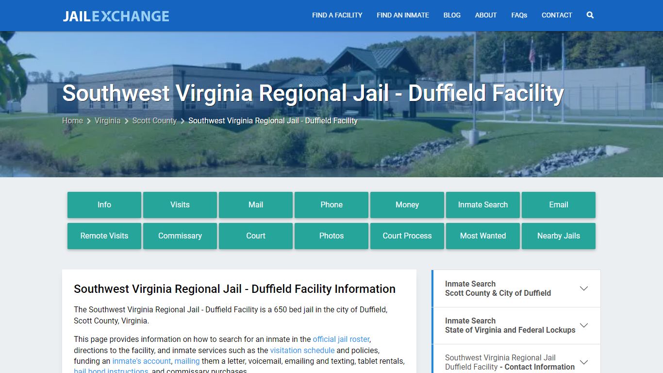 Southwest Virginia Regional Jail - Duffield Facility, VA Inmate Search ...