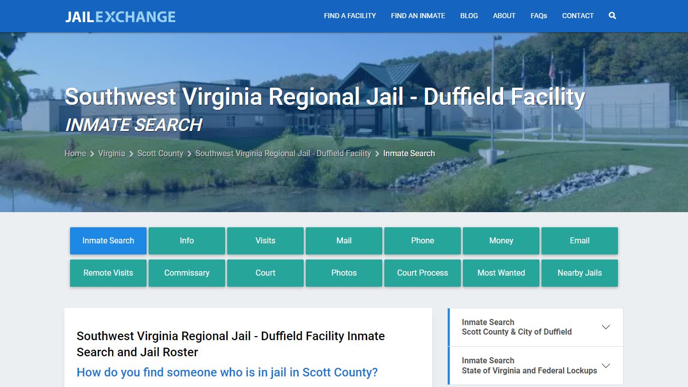 Southwest Virginia Regional Jail - Duffield Facility Inmate Search